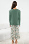 Green Floral Capri Knitted Pajamas Set Thmaw25Pt00091 - 5