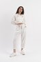 High Waist Straw Belted Linen Baggy Trousers with Pockets - Ecru