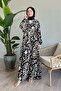 Black Viscose - Shaped Motif Dress - 5