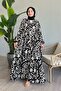 Black Viscose - Shaped Motif Dress - 3