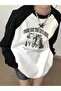 Vintage Raglan Long Sleeve Cute Cat Printed White T-Shirt