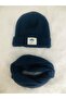 100% Cotton Ribbed Labelled Baby Beanie Necklace Set / Baby Child Winter Beanie Set