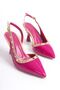 Women's Fuchsia Patent Leather Nude Trok Stiletto with Buckle Detail - 4