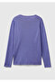 Women's Purple Basic Crew Neck Long Sleeve T-Shirt - 4