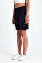 Women's Relaxed Fit Elastic Waist Seasonal Soft Fabric Black Long Bermuda Shorts with Pockets - 3
