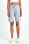Women's Relaxed Fit Elastic Waist Seasonal Soft Fabric Pocket Gray Long Bermuda Shorts - 2