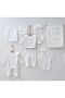 Natural Bow Frilly Overalls Cotton Newborn Baby Girl 10 Pieces Hospital Discharge Bodysuit Set
