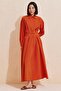 Pomegranate Flower Patterned Pleated Long Bell Dress - 4