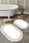 Non-Slip Base Washable Dust Stain Resistant 2-Piece Oval Toilet Bathroom Mat Set