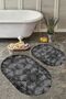 Non-Slip Base Washable Dust Stain Resistant 2-Piece Oval Toilet Bathroom Mat Set