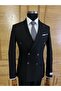Exclusive Black Slimfit Double-Breasted Striped Suit - 4