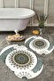 Non-Slip Base Washable Dust Stain Resistant 2-Piece Oval Toilet Bathroom Mat Set