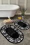 Non-Slip Base Washable Dust Stain Resistant 2-Piece Oval Toilet Bathroom Mat Set
