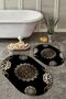 Non-Slip Base Washable Dust Stain Resistant 2-Piece Oval Toilet Bathroom Mat Set
