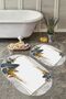 Non-Slip Base Washable Dust Stain Resistant 2-Piece Oval Toilet Bathroom Mat Set