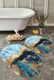 Non-Slip Base Washable Dust Stain Resistant 2-Piece Oval Toilet Bathroom Mat Set