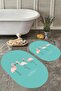 Non-Slip Base Washable Dust Stain Resistant 2-Piece Oval Toilet Bathroom Mat Set