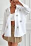 Women's White Evil Eye Bead Embroidered Long Sleeve Shirt