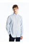 Slim Fit Long Sleeve Striped Poplin Men's Shirt