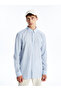 Slim Fit Long Sleeve Striped Poplin Men's Shirt