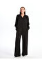 New Black Elastic Waist Comfortable Patterned Women's Trousers