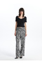 Patterned Women's Trousers with Elastic Waist
