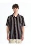 Regular Fit Short Sleeve Striped Poplin Men's Shirt