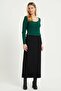 Hijab Closed Slit Long Straight Black Pencil Skirt - 3