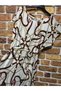 Viscose Patterned - Women's Dress with Waist Belt - 4