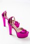 New Season Fuchsia Metallic Platform Ankle Strap Stylish Premium Women's Evening Shoes - 4