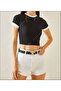 Women's Clothing Black and White 2-Piece Crop Blouse - 3