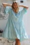 Mint Italian RuFFled Pool Collar Casual Dress - RuFFled Sleeve Skirt - 3