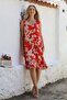 Orange-White V-Neck Sleeveless Woven Casual Dress with Ruffled Hem - 4