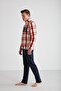 Men's Orange Fleece Sweatshirt-Sweatpants Winter 2-Piece Pajama Set - 4