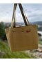 Khaki Green Thick Water Repellent Duck Fabric Tote Shoulder Bag with Front Pocket | - 5
