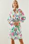 Women's Multi-Colored Skirt Pleated Belted Floral Patterned Dress 2242 60251713 - 5