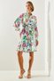 Women's Multi-Colored Skirt Pleated Belted Floral Patterned Dress 2242 60251713 - 4