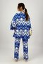 Women's Lycra Wrinkled Fabric Loose Wide Leg Palazzo Trousers Summer 2-Piece Top and Bottom Set Cobalt Blue - 5