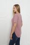 Cotton Women's Powder V-Neck Slit T-Shirt - 3