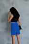Blue Double-Legged Pleated Fabric Palazzo Shorts - 3