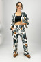 Women's Lycra Wrinkled Fabric Loose Wide Leg Palazzo Trousers Summer 2-Piece Top and Bottom Set Black