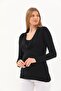 Black Pregnant & Maternity Breastfeeding Degaje Collar Blouse - 4
