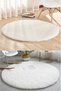 Home Post Plush Circle Carpet or Decorative White Furry Soft Washable Non-Slip Base Aym502 - 3