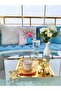 2 Different Colors Square Luxury Presentation Tray with Butterfly Accessories, 3 Single-Sided Gold, 3 Silver Coffee, Tea, Presentation Tray - 3