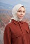 وشاح قطني بنمط مونوغرام - كريمي - 2