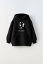 Hooded Fleece Football Player Printed Black Unisex Children's Sweatshirt