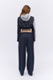 Thin Striped Wide Leg Trousers Navy Blue - 5