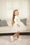 Girl's Peter Pan Collar Long Sleeve Lined Tulle Dress - 5