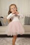 Girl's Peter Pan Collar Long Sleeve Lined Tulle Dress - 3