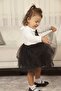 Girl's Peter Pan Collar Long Sleeve Lined Tulle Dress - 7
